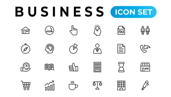 Business Finance Web Icons Line Style Money Bank Contact Infographic — Vettoriale Stock