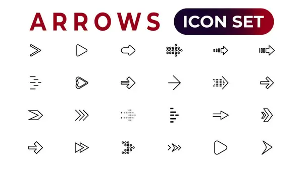 Arrow Icons Set Thin Line Web Icon Set Simple Outline — Stock Vector