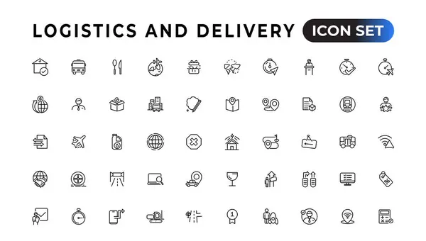 Logistics Delivery Linear Icons Collection Set Thin Line Web Icon — Stock Vector