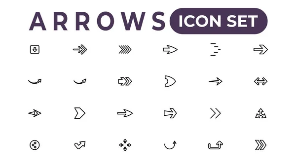 Arrow Icons Set Thin Line Web Icon Set Simple Outline — Stock Vector
