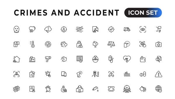 Crimes Accident Linear Icons Collection Set Thin Line Web Icon — Vector de stock