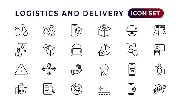 Logistics Delivery Linear Icons Collection Set Thin Line Web Icon — Stock Vector