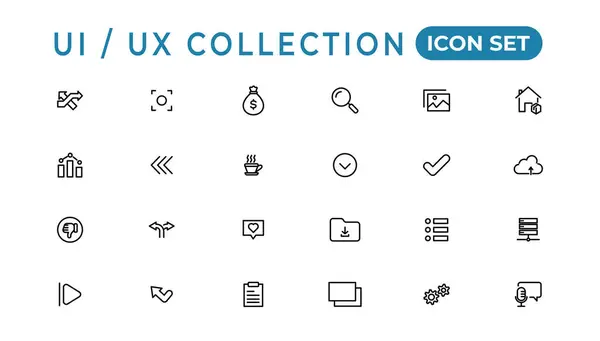 Ensemble Icônes Collection Icônes Interface Utilisateur Ensemble Icônes Web Ligne — Image vectorielle