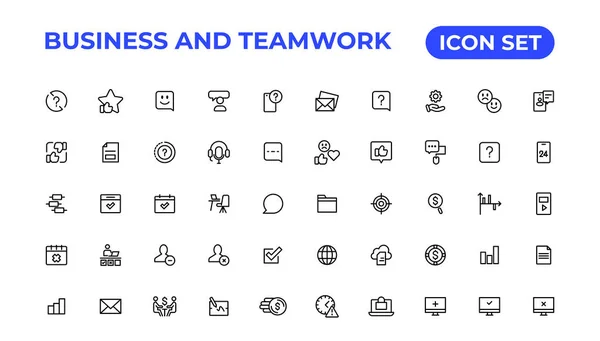 Business and Teamwork line icons set.Money, investment, teamwork, meeting, partnership, meeting, work success.Outline icon