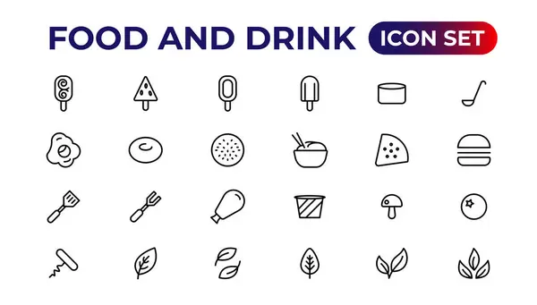 Food Drink Icons Filled Icons Drink Water Apple Leaf Pack — Stock Vector