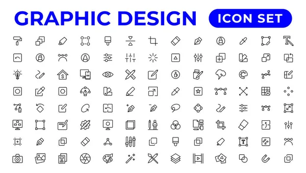 Schlanke Symbole Des Grafischen Designs Einfache Lineare Symbole Einem Modernen — Stockvektor