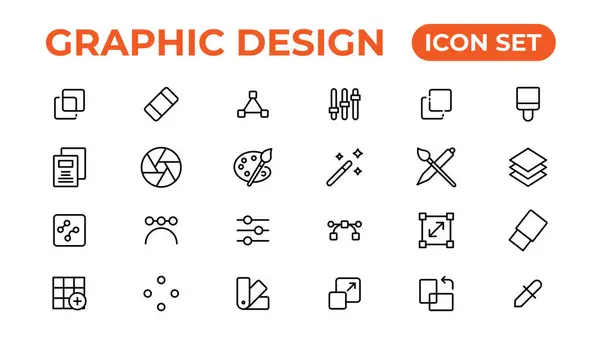 Iconos Línea Delgada Diseño Gráfico Iconos Lineales Simples Plano Estilo — Archivo Imágenes Vectoriales