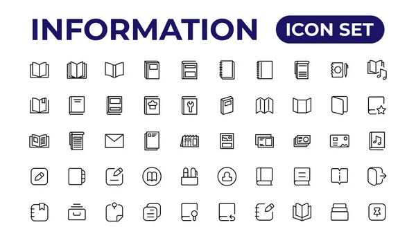 Información Simple Iconos Línea Delgada Mínima Conjunto Iconos Línea Folleto — Archivo Imágenes Vectoriales