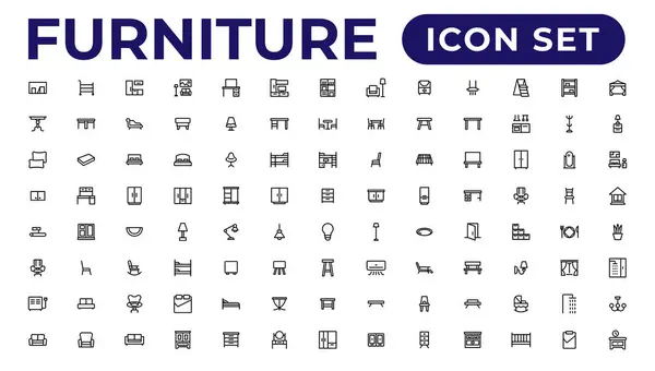 Furniture Icon Set Outline Icon Collection — Stock Vector