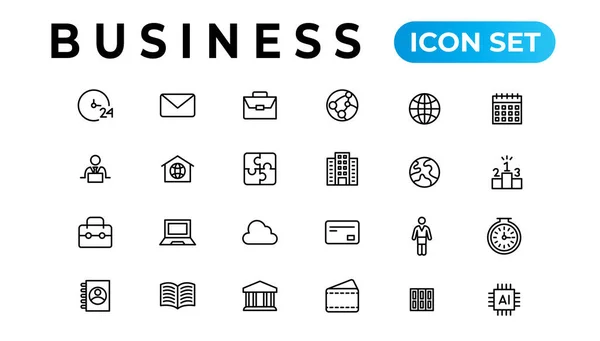 Business Finance Web Icons Line Style Money Bank Contact Infographic — Archivo Imágenes Vectoriales