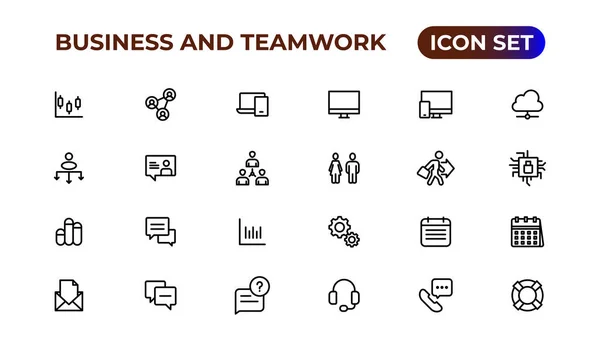 Business and Teamwork line icons set.Money, investment, teamwork, meeting, partnership, meeting, work success.Outline icon