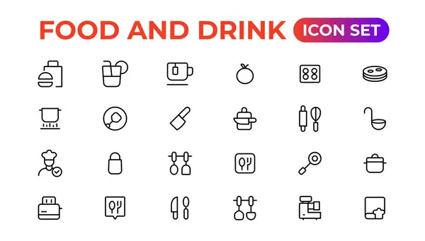 Food Drink Icons Filled Icons Drink Water Apple Leaf Pack — Stock Vector