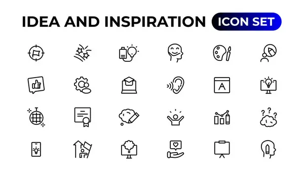 Idee Inspiratie Schetsen Iconen Collectie Outline Icoon — Stockvector
