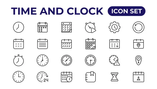 Time Clock Calendar Timer Line Icons Vector Linear Icon Royalty Free Stock Illustrations