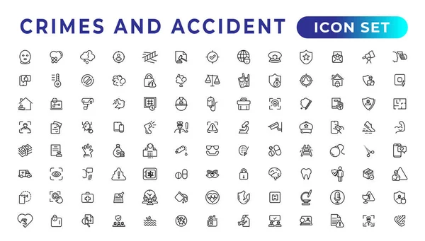 Crimes Accident Linear Icons Collection Set Thin Line Web Icon — Stock Vector