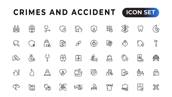 Crimes Accident Linear Icons Collection Set Thin Line Web Icon — Archivo Imágenes Vectoriales