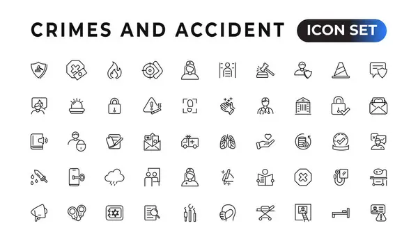Crimes Accident Linear Icons Collection Set Thin Line Web Icon — Vector de stock