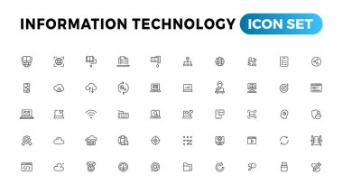 Information technology line icons collection. Big UI icon set in a flat design. Thin outline icons pack