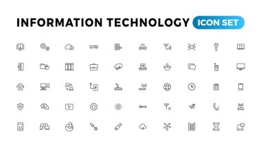 Information technology line icons collection. Big UI icon set in a flat design. Thin outline icons pack