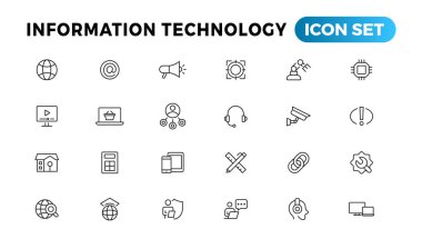 Information technology line icons collection. Big UI icon set in a flat design. Thin outline icons pack
