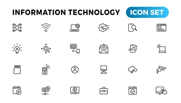 Information Technology Line Icons Collection Big Icon Set Flat Design — Archivo Imágenes Vectoriales