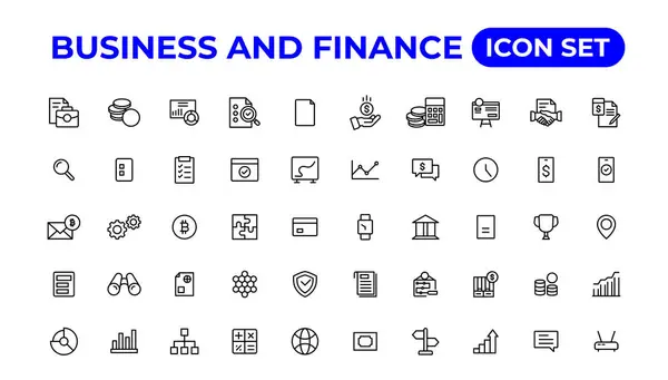 Conjunto Iconos Negocios Finanzas Negocios Corporación Vector Icon Money Inversión — Archivo Imágenes Vectoriales