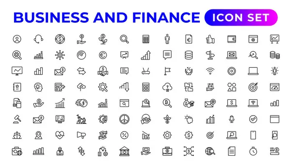 Conjunto Iconos Negocios Finanzas Negocios Corporación Vector Icon Money Inversión — Archivo Imágenes Vectoriales