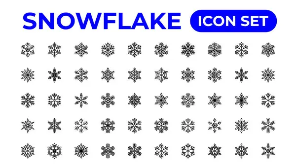 stock vector snowflake icons collection.Thin outline icons pack