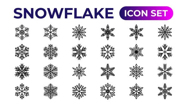 stock vector snowflake icons collection.Thin outline icons pack