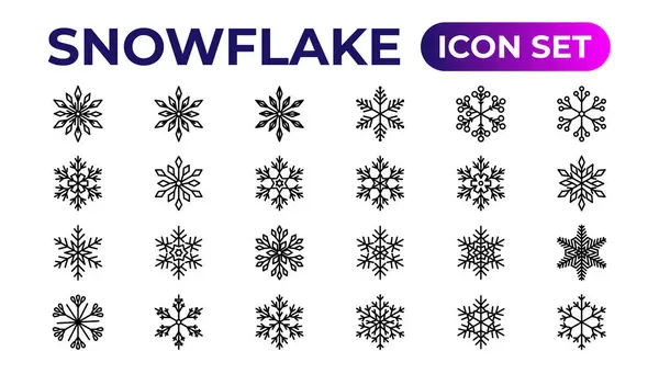 Συλλογή Εικονίδια Snowflake Thin Πακέτο Εικονίδια Περίγραμμα — Διανυσματικό Αρχείο