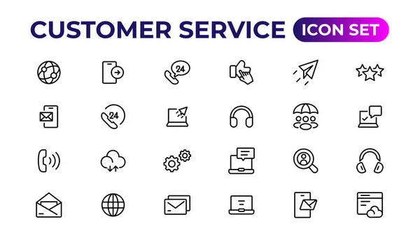 Customer Service Icon Set Containing Customer Satisfied Assistance Experience Feedback — Stock Vector