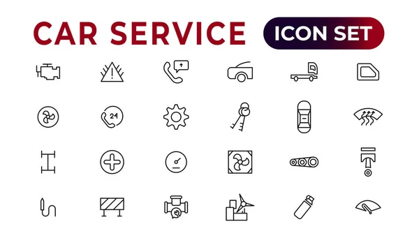 Car Service Icon Set Editable Stroke White Background Auto Service — Stock Vector