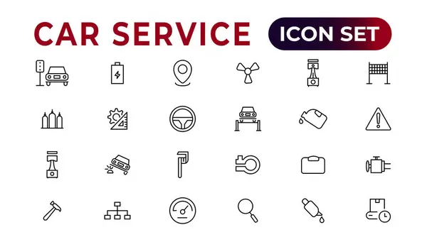 Car Service Icon Set Editable Stroke White Background Auto Service — Stock Vector