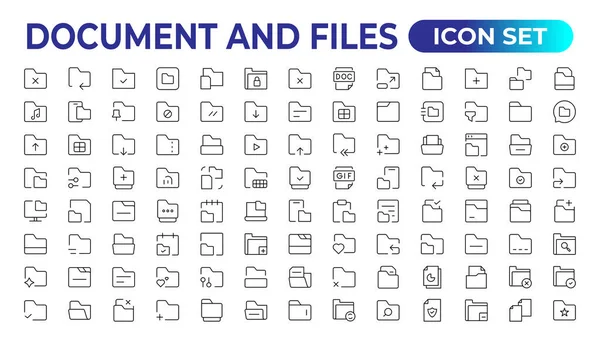 Set Icone File Documenti Linea Semplice Stile Arte Icone Pack — Vettoriale Stock