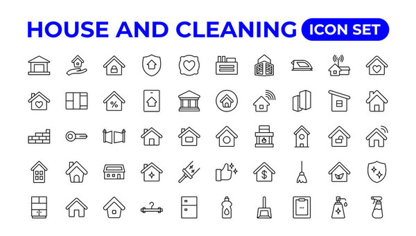House cleaning icon set.Cleaning icon collection.Outline icon collection
