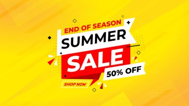 Yaz indirimi afişi. Yaz indirimi sancak vektör şablonu. Satış etiketi ve indirimli arka plan, indirimli tanıtım reklam poster tasarımı web ve sosyal için. Vektör İllüstrasyonu.