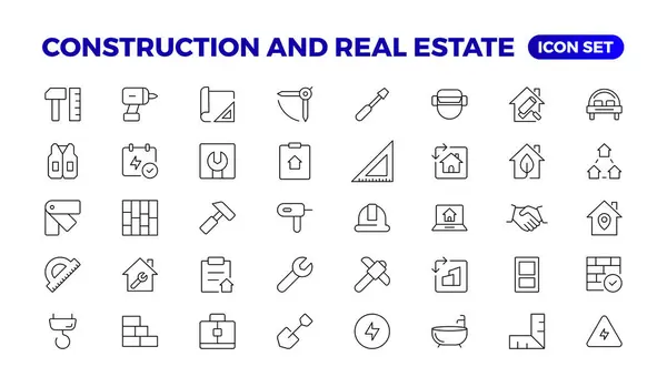 Real Estate Construction Line Icons Set Real Estate Outline Icons — Stock Vector