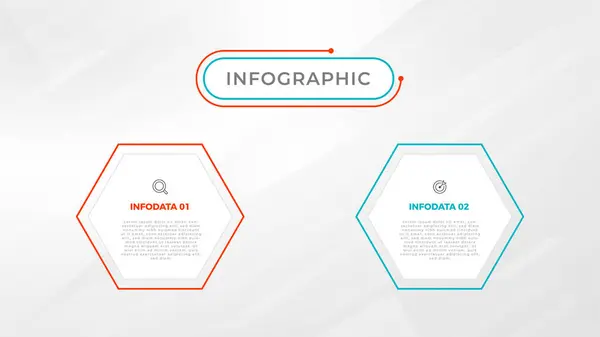 Két Lépés Infographic Címke Design Vector Sablon Vonal Ikonok Folyamatábra — Stock Vector