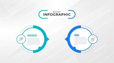 Satır simgeleriyle İki Adım Infographic etiket tasarımı Vektör şablonu. işlem adımları diyagramı, sunumlar, iş akışı düzeni, afiş, akış şeması, bilgi grafik vektörü illüstrasyonu.