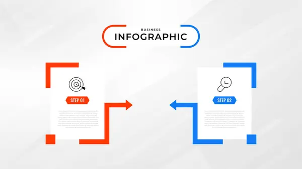 Two Step Infographic Label Design Vector Template Line Icons Diagram — Stockový vektor