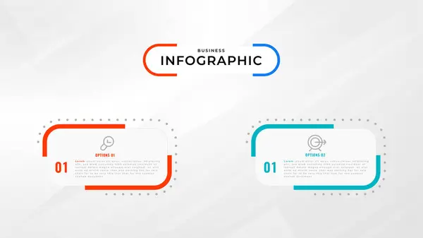 Två Steg Infographic Etikett Design Vector Mall Med Linje Ikoner — Stock vektor