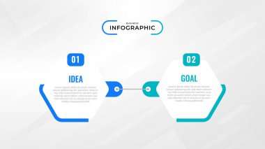 Satır simgeleriyle İki Adım Infographic etiket tasarımı Vektör şablonu. işlem adımları diyagramı, sunumlar, iş akışı düzeni, afiş, akış şeması, bilgi grafik vektörü illüstrasyonu.