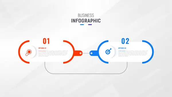 Két Lépés Infographic Címke Design Vector Sablon Vonal Ikonok Folyamatábra — Stock Vector