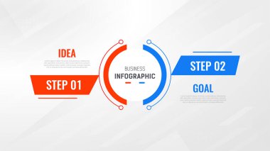 Satır simgeleriyle İki Adım Infographic etiket tasarımı Vektör şablonu. işlem adımları diyagramı, sunumlar, iş akışı düzeni, afiş, akış şeması, bilgi grafik vektörü illüstrasyonu.