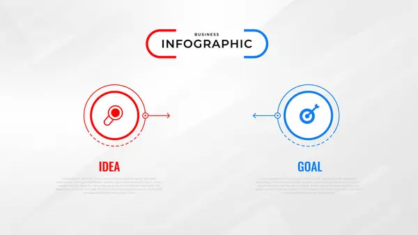 Two Step Infographic Label Design Vector Template Line Icons Diagram — Stockový vektor