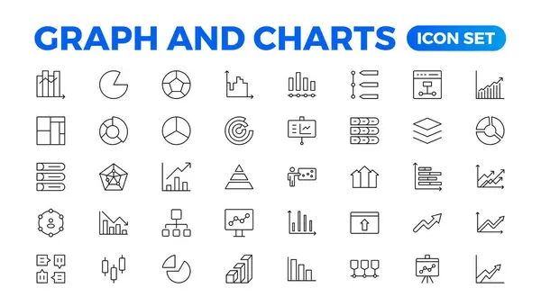 Growing Bar Graph Icon Set Business Graphs Charts Icons Statistics — Stockvektor