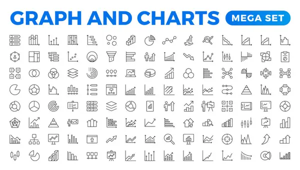 Growing Bar Graph Icon Set Business Graphs Charts Icons Statistics — Stockvector