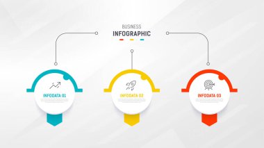 Üç Adım Infographic etiket tasarım vektör şablonu satır simgeleriyle. işlem adımları diyagramı, sunumlar, iş akışı düzeni, afiş, akış şeması, bilgi grafik vektörü illüstrasyonu.