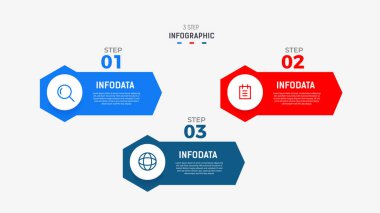 Üç Adım Infographic etiket tasarım vektör şablonu satır simgeleriyle. işlem adımları diyagramı, sunumlar, iş akışı düzeni, afiş, akış şeması, bilgi grafik vektörü illüstrasyonu.