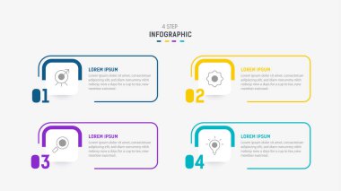 Üç Adım Infographic etiket tasarım vektör şablonu satır simgeleriyle. işlem adımları diyagramı, sunumlar, iş akışı düzeni, afiş, akış şeması, bilgi grafik vektörü illüstrasyonu.